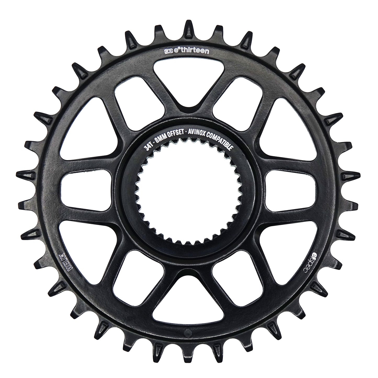 e*thirteen Helix Core e*spec steel chainring for Avinox motors - 34T, 8mm offset, black e*thirteen