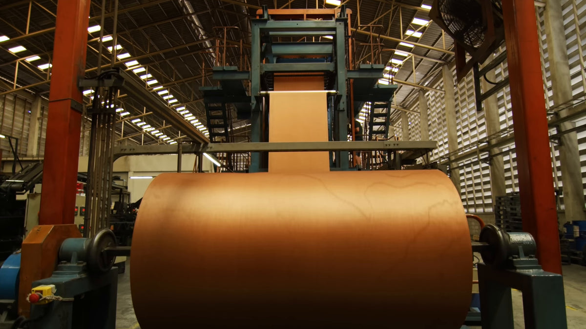A roll of calendered rubber sheet on the calendering line at V Rubber. Still from Freehub Magazine's film Made With Love.